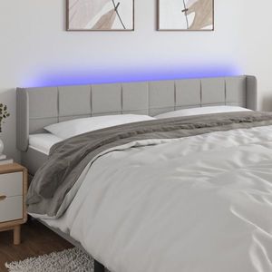 vidaXL Tăblie de pat cu LED, gri deschis, 183x16x78/88 cm, textil imagine