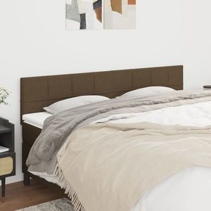 vidaXL Tăblii de pat, 2 buc, maro închis, 90x5x78/88 cm, textil imagine