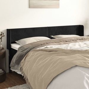 vidaXL Tăblie de pat cu aripioare negru 163x16x78/88 cm catifea imagine