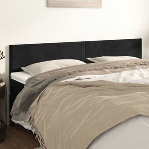 vidaXL Tăblii de pat, 2 buc, negru, 80x5x78/88 cm, catifea imagine