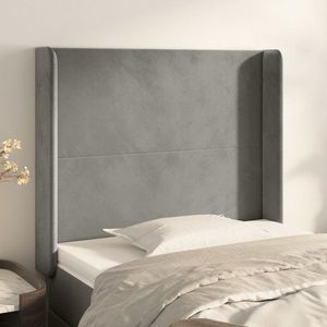 vidaXL Tăblie de pat cu aripioare gri deschis 83x16x118/128 cm catifea imagine