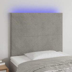 vidaXL Tăblie de pat cu LED, gri deschis, 80x5x118/128 cm, catifea imagine