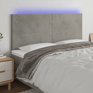 vidaXL Tăblie de pat cu LED, gri deschis, 160x5x118/128 cm, catifea imagine