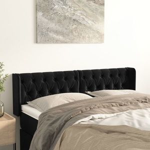 vidaXL Tăblie de pat cu aripioare negru 147x16x78/88 cm catifea imagine