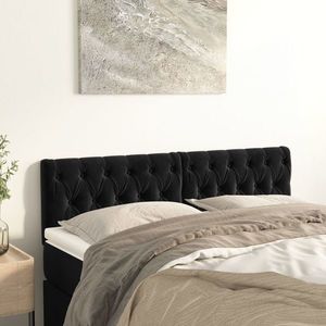 vidaXL Tăblii de pat, 2 buc, negru, 72x7x78/88 cm, catifea imagine