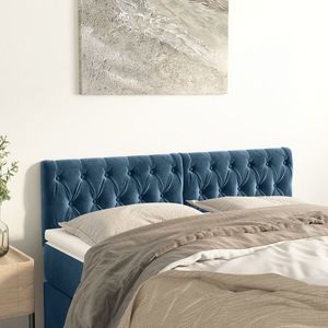 vidaXL Tăblii de pat, 2 buc, albastru închis, 72x7x78/88 cm, catifea imagine