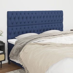 vidaXL Tăblii de pat, 4 buc, albastru, 100x7x78/88 cm, textil imagine
