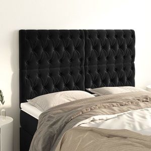 vidaXL Tăblii de pat, 4 buc, negru, 72x7x78/88 cm, catifea imagine