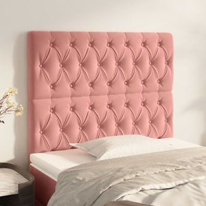 vidaXL Tăblii de pat, 2 buc, roz, 100x7x78/88 cm, catifea imagine