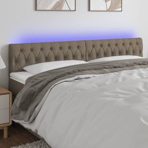vidaXL Tăblie de pat cu LED, gri taupe, 180x7x78/88 cm, textil imagine