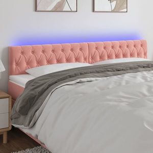 vidaXL Tăblie de pat cu LED, roz, 200x7x78/88 cm, catifea imagine