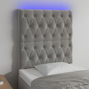 vidaXL Tăblie de pat cu LED, gri deschis, 80x7x118/128 cm, catifea imagine