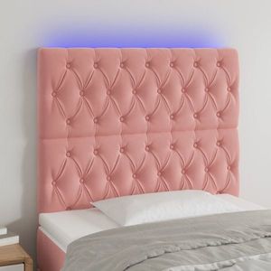 vidaXL Tăblie de pat cu LED, roz, 100x7x118/128 cm, catifea imagine