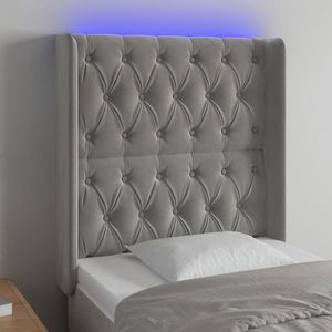 vidaXL Tăblie de pat cu LED, gri deschis, 83x16x118/128 cm, catifea imagine