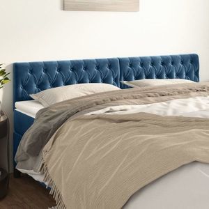 vidaXL Tăblii de pat, 2 buc, albastru închis, 100x7x78/88 cm, catifea imagine