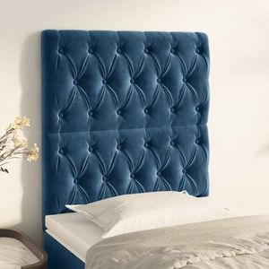 vidaXL Tăblii de pat, 2 buc, albastru închis, 80x7x78/88 cm, catifea imagine