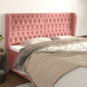 vidaXL Tăblie de pat cu aripioare, roz, 203x23x118/128 cm, catifea imagine