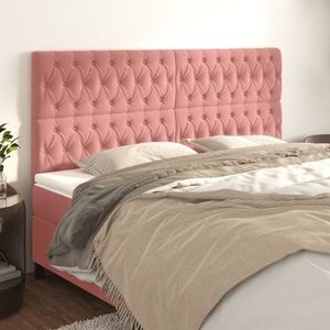 vidaXL Tăblii de pat, 4 buc, roz, 100x7x78/88 cm, catifea imagine