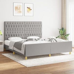 vidaXL Cadru de pat cu tăblie, gri deschis, 180x200 cm, textil imagine
