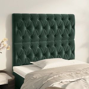 vidaXL Tăblii de pat, 2 buc, verde închis, 100x7x78/88 cm, catifea imagine