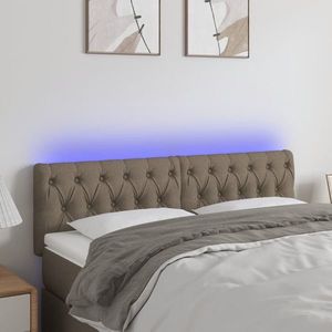 vidaXL Tăblie de pat cu LED, gri taupe, 160x7x78/88 cm, textil imagine