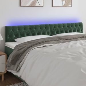 vidaXL Tăblie de pat cu LED, verde închis, 200x7x78/88 cm, catifea imagine