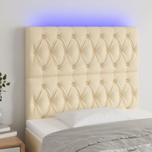 vidaXL Tăblie de pat cu LED, crem, 90x7x118/128 cm, textil imagine