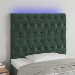 vidaXL Tăblie de pat cu LED, verde închis, 100x7x118/128 cm, catifea imagine