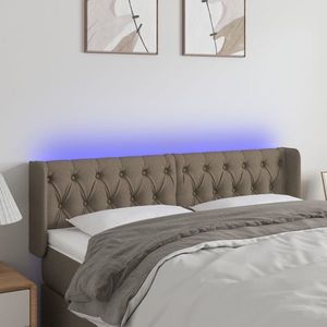 vidaXL Tăblie de pat cu LED, gri taupe, 163x16x78/88 cm, textil imagine