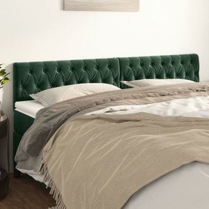 vidaXL Tăblii de pat, 2 buc, verde închis, 100x7x78/88 cm, catifea imagine