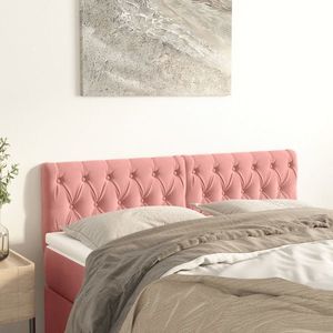 vidaXL Tăblii de pat, 2 buc, roz, 80x7x78/88 cm, catifea imagine
