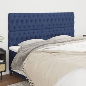 vidaXL Tăblii de pat, 4 buc, albastru, 90x7x78/88 cm, textil imagine
