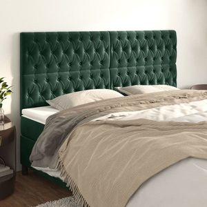 vidaXL Tăblii de pat, 4 buc, verde închis, 100x7x78/88 cm, catifea imagine