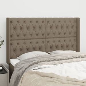 vidaXL Tăblie de pat cu aripioare, gri taupe, 163x16x118/128cm, textil imagine