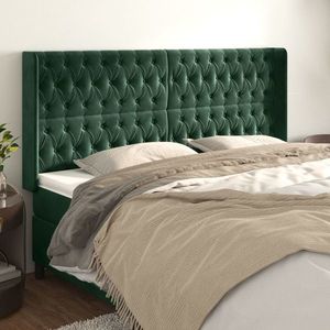 vidaXL Tăblie pat cu aripioare verde închis 203x16x118/128 cm catifea imagine