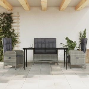 vidaXL Set mobilier de grădină, 4 piese, gri, poliratan imagine