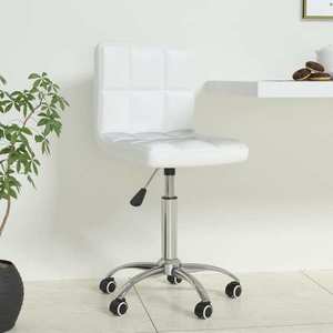 vidaXL Scaun de birou pivotant, alb, piele ecologică imagine