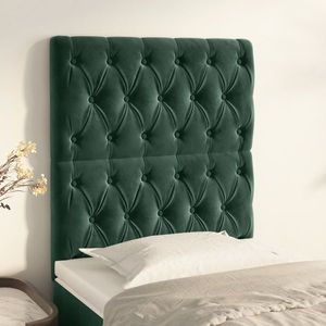 vidaXL Tăblii de pat, 2 buc, verde închis, 80x7x78/88 cm, catifea imagine