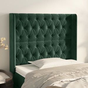 vidaXL Tăblie pat cu aripioare verde închis 93x16x118/128 cm catifea imagine