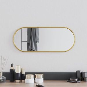 vidaXL Oglindă de perete, auriu, 50x20 cm, ovală imagine