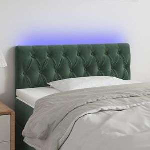 vidaXL Tăblie de pat cu LED, verde închis, 90x7x78/88 cm, catifea imagine