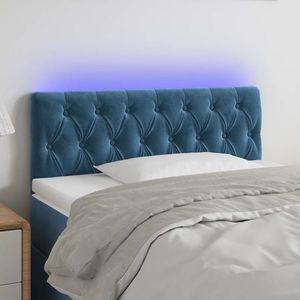 vidaXL Tăblie de pat cu LED, albastru închis, 100x7x78/88 cm, catifea imagine