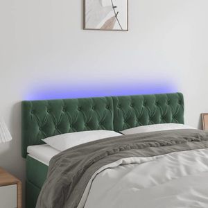 vidaXL Tăblie de pat cu LED, verde închis, 144x7x78/88 cm, catifea imagine