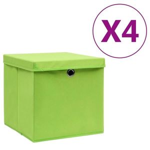 vidaXL Cutii depozitare cu capac, 4 buc., verde, 28x28x28 cm imagine