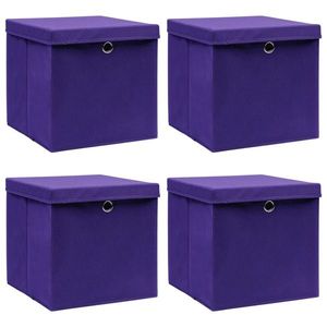 vidaXL Cutii depozitare cu capace, 4 buc., violet, 28x28x28 cm imagine