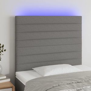 vidaXL Tăblie de pat cu LED, gri închis, 100x5x118/128 cm, textil imagine