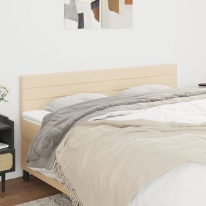 vidaXL Tăblii de pat, 2 buc, crem, 100x5x78/88 cm, textil imagine