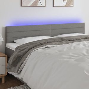 vidaXL Tăblie de pat cu LED, gri închis, 160x5x78/88 cm, textil imagine