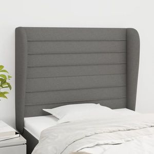 vidaXL Tăblie de pat cu aripioare gri închis 83x23x118/128 cm textil imagine