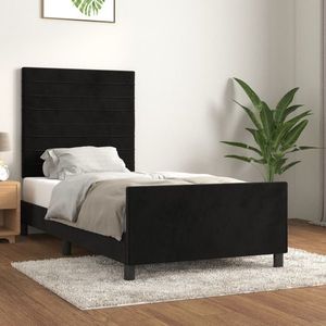 vidaXL Cadru de pat cu tăblie, negru, 80x200 cm, catifea imagine
